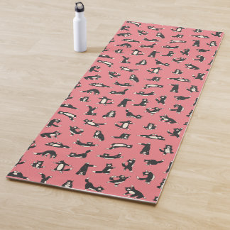 Funny Black White Cats Doing Pattern Yoga Mat