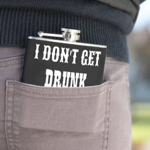 Funny Black White Drunk Quote Bold Text Hip Flask
