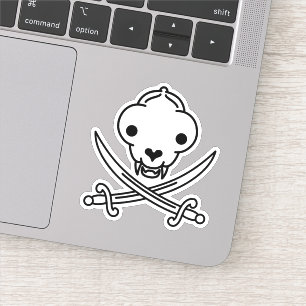 Funny Black White Jolly Kitty Pirate Skull Sabres
