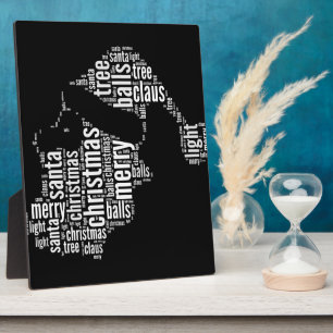 Funny Black White Merry Christmas Santa Typography Plaque