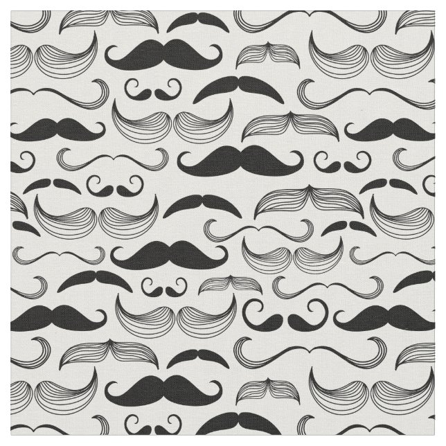 Funny Black & White Moustache Design Fabric (Close Up)