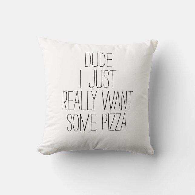 Funny Black White Pizza Addict Fast Food Throw Pillow (Front)