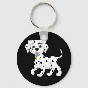 Funny Black White Puppy Dog Cute Dalmatian Keychain