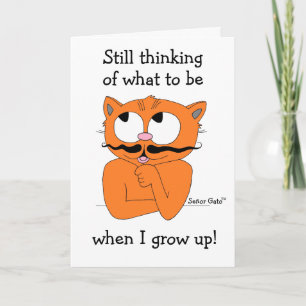Funny Blank Inside Card Cartoon Moustache Cat