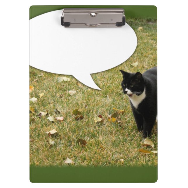 Funny  Blank Speech Bubble Talking Cat Photo Clipboard (Front)