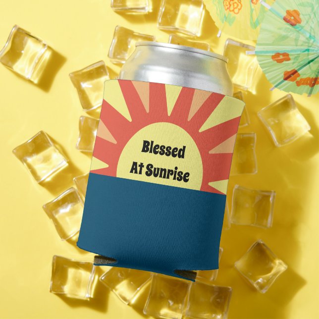 Funny "Blessed At Sunrise" Colourful Wedding Favou Can Cooler (In Situ Summer)