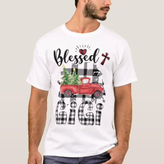 Funny Blessed Gigi Claus Buffalo Plaid Red Truck C T-Shirt