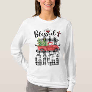Funny Blessed Gigi Claus Buffalo Plaid Red Truck C T-Shirt