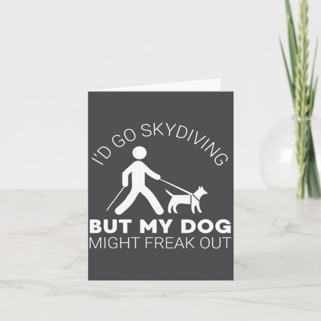 Funny Blind Joke Gift Seeing Eye Dog Skydiving Bli Card (Front)