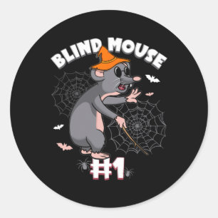 Funny Blind Mouse #1 Halloween Ghost Group Family Classic Round Sticker