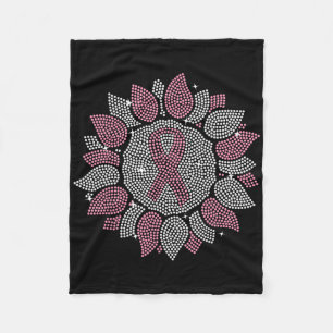 Funny Bling Sunflower Pink Ribbon Breast Cancer Aw Fleece Blanket