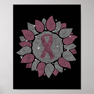 Funny Bling Sunflower Pink Ribbon Breast Cancer Aw Poster