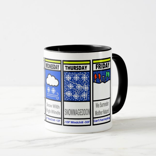 Funny Blizzard Warning Mug (Front Right)