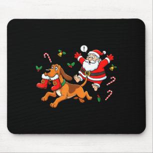 Funny Bloodhound Santa Claus Boots Christmas Women Mouse Pad