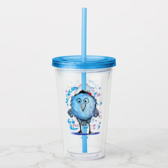 Funny Blue Bird Acrylic Tumbler (Front)