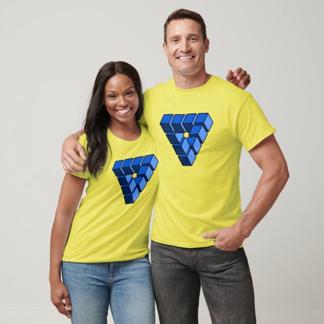 Funny Blue Black Toy Blocks Triangle Cartoon Art T-Shirt (Unisex)