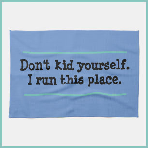 Funny Blue Bossy Quote Kitchen Towel