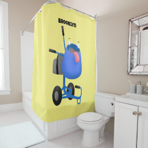 Funny blue cement mixer cartoon illustration