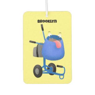 Funny blue cement mixer cartoon illustration air freshener