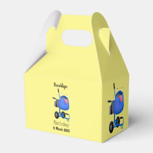 Funny blue cement mixer cartoon illustration favor box