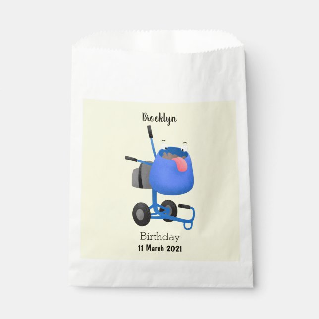 Funny blue cement mixer cartoon illustration favour bag (Front)