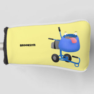 Funny blue cement mixer cartoon illustration golf head cover