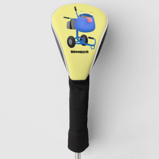 Funny blue cement mixer cartoon illustration  golf head cover (Front)