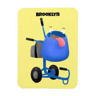 Funny blue cement mixer cartoon illustration magnet