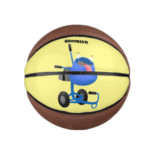 Funny blue cement mixer cartoon illustration mini basketball