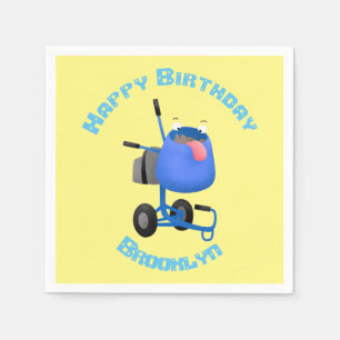 Funny blue cement mixer cartoon illustration napkin