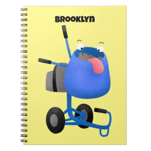 Funny blue cement mixer cartoon illustration notebook