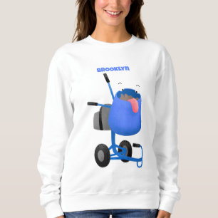 Funny blue cement mixer cartoon illustration sweatshirt
