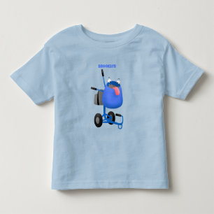 Funny blue cement mixer cartoon illustration toddler t-shirt