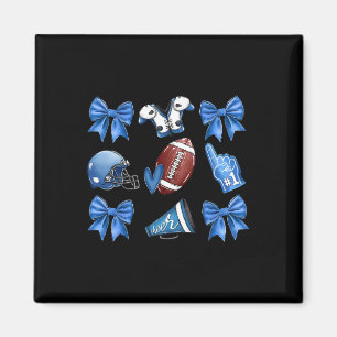 Funny Blue Cheer Football Game Day Coquette Bow To Magnet