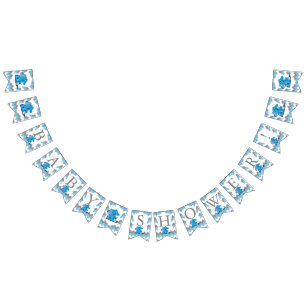 Funny Blue Chevron Silly Cute Baby Elephant Bunting Flags