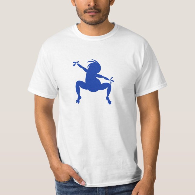 Funny Blue Dancing Kokopelli T-Shirt (Front)