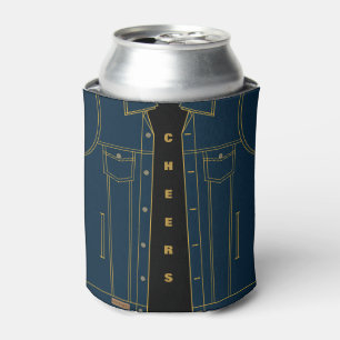 Funny Blue Denim Jacket Can Cooler - Cheers