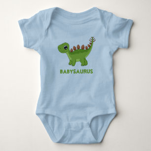 Funny Blue Dinosaur Delight Roarsome Personalized Baby Bodysuit