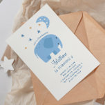 Funny blue elephant & moon. Cute kids boy birthday Invitation<br><div class="desc">Cute kids or baby birthday party invitation with funny elephant,  moon and stars in pastel blue colour for boy. Please contact me if you need additional items.</div>