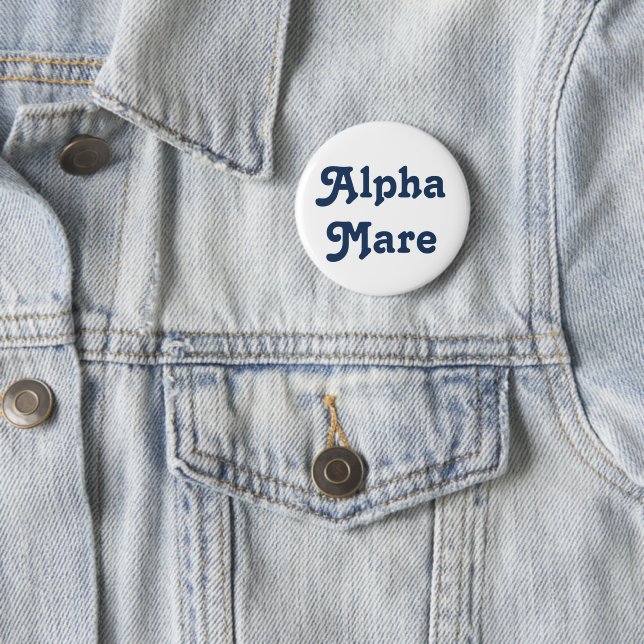 Funny Blue Equestrian Horse Rider Alpha Mare 2 Inch Round Button (In Situ)