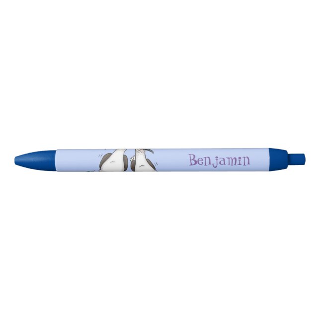 Funny blue footed boobies cartoon illustration black ink pen (Front)