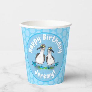 Funny blue footed boobies cartoon illustration paper cups
