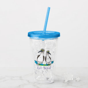 Funny blue footed boobies dancing cartoon acrylic tumbler