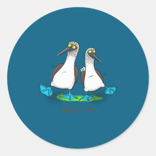 Funny Blue Footed Ies Cartoon Illustration  Classic Round Sticker