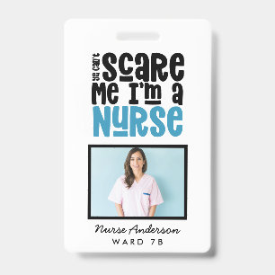 Funny blue girly nurse typography thank you modern badge