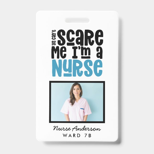 Funny blue girly nurse typography thank you modern badge (Front)