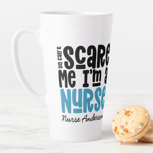 Funny blue girly nurse typography thank you modern latte mug (In Situ)