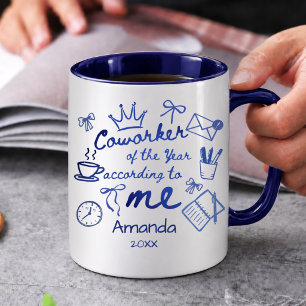 Funny Blue Hand Drawn Doodle Coworker Quote Mug