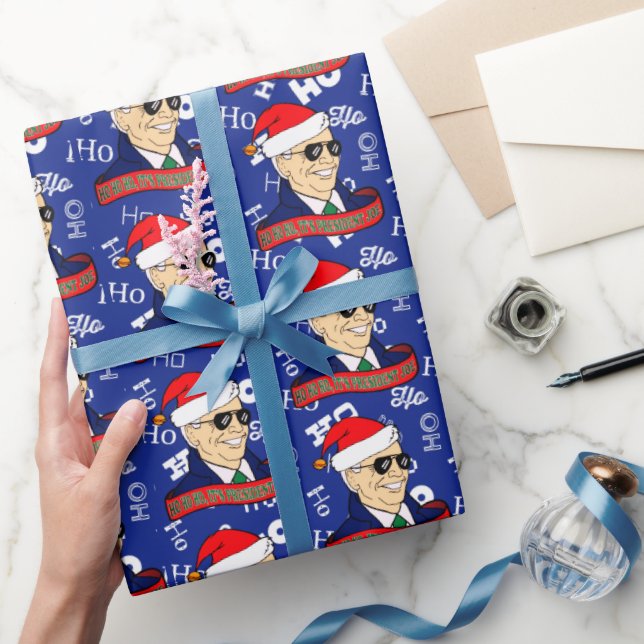 Funny Blue Ho Its President Joe Biden Christmas Wrapping Paper (Gifting)