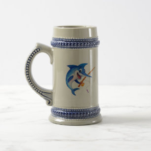 Funny Blue Marlin Fishing Beer Stein